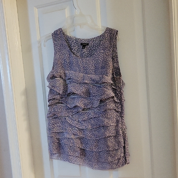 Ann Taylor Tops - Ann Taylor Lilac Ruffled Silk Sleeveless Tank Top  Small